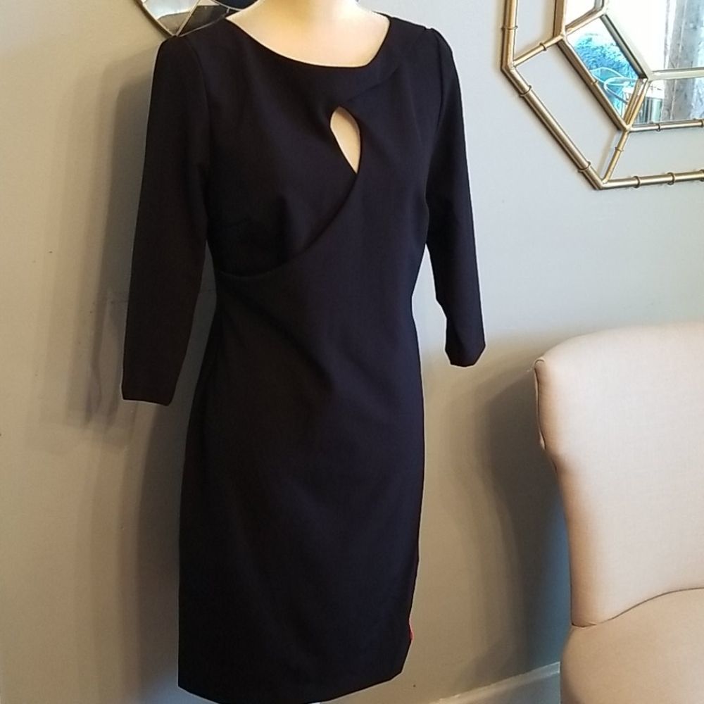 VINCE Black Keyhole Wrap Midi Dress NW0T Sz.M